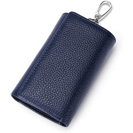 Lærnøkkelveske Hengende Hjemmenøkkelveske Par Mote Ku Lær Lommebok (blå)