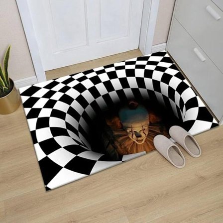 3D Optisk Illusion Matta Halkfri Clown Duva Mönster Mjuk Matta för Halloween YYV