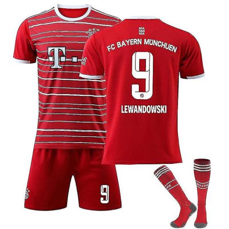 Lewandowski #9 Tröja 2022-2023 Ny Säsong Fotboll T-shirts Set för Barn och Ungdomar 2223 Barcelona Hemma