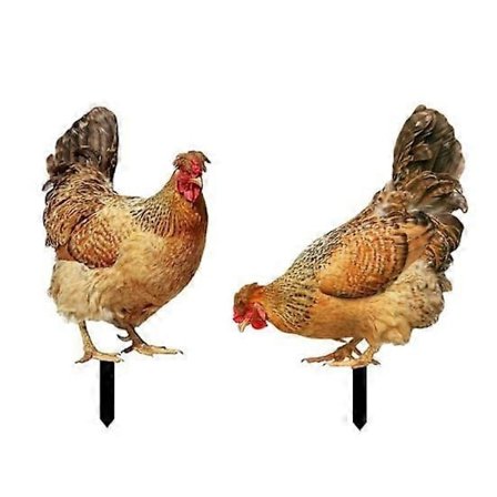 2 stk. Hagepynt med Høne, Kyllingskulptur for Plen, Enkel Installering, Håndlaget Akryl Høne Hagepynt, Veranda, Plen, Utendørs Hagedekorasjon - 