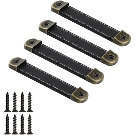 4 stk Retro Lædergreb Møbelgreb Dørgreb Skuffegreb Vintage Skabsdørknapper Lædertræk Skabgreb 96mm