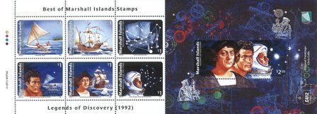 Marshall Øerne - Legendariske opdagelsesrejsende - Postfrisk miniark