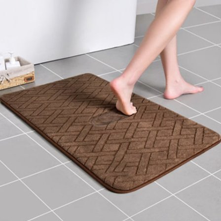 Tjock korallfleece, långsam återhämtning absorberande golvmatta, halkfri matta, hem användning dörrmatta (Diamond Brown, 50*80)