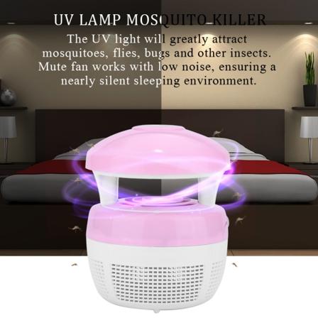 Sikker Elektronisk USB UV Lampe Lys Indendørs Myg Drab Buzz Fly Insekt Bug Killer Pink