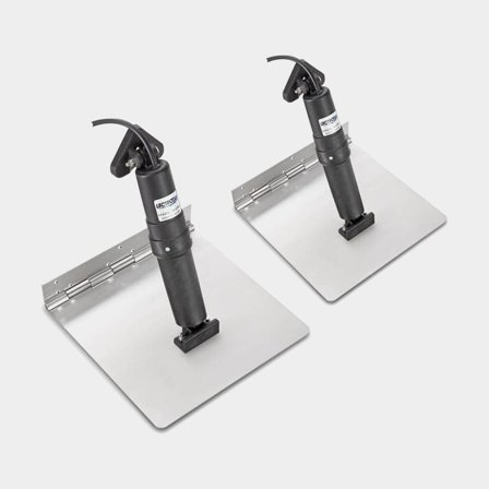 Kit de flaps elétrico Lectrotab, 9 x 12" (23 x 30 cm), para embarcações de 16 a 25 pés (5 - 7,5 m), 12 V, aço inoxidável, com flaps + cilindros de 