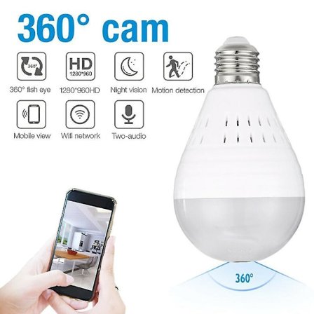 360 Panoramic Wifi Ip Camera Light Bulb Home Security Lamp Fisheye Cam