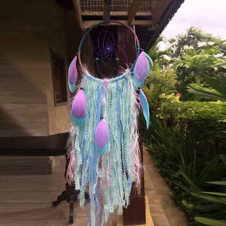 /#/Blå lila persika drömfångarnät - diameter 15 cm, längd 55 cm,/#/