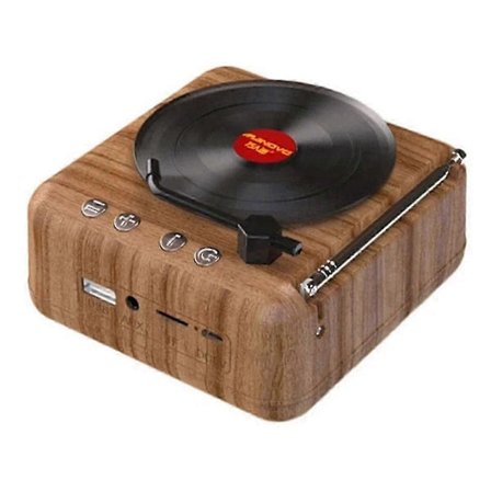 MANOVO Vinyl Platespiller Høyttaler USB Bluetooth V5.0 Stereo Retro Bærbar Høyttaler TF Kort/U Disk/