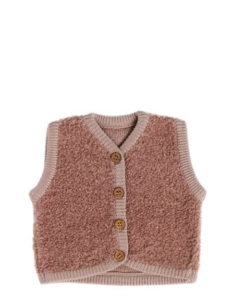 Vest W. Buttons, Bouclé Merino Wool, Rose Pink Smallstuff