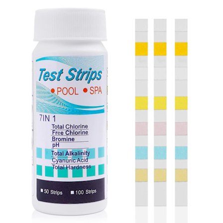 7 i 1 pooltestremsor, 100 st varm badkar ph-testremsor, vattenkvalitetstest remsor för simbassäng & spa-test
