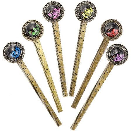 6 stk. metalbogmærke lineal bronze bogmærke retro bogmærke