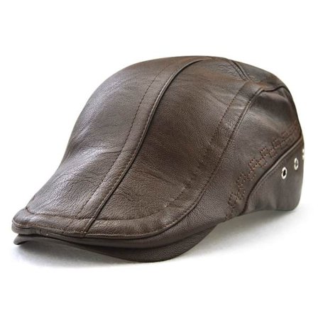 Herre Flat Caps, Irsk Caps, Justerbar Ivy Hatt i PU-Lær, 56-60cm