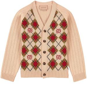Kids - Gucci Ivory Logo Jacquard Cardigan 18-24 months - Jumpers and knitwear - 18-24 months - Cream