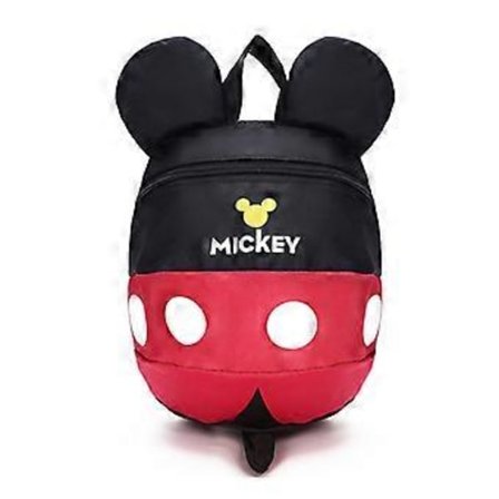 Mickey Mouse Ryggsäck för Småbarn Pojkar Flickor Anti-Lost Ryggsäck med Säkerhetssele Förskoleväskor (Svart)