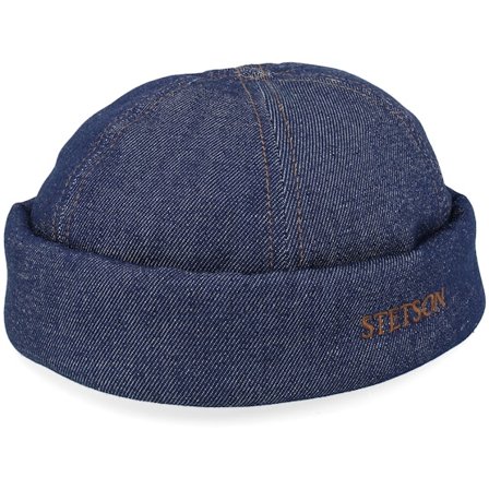 Stetson - Blau docker Mütze - Sustainable Denim Docker @ Hatstore