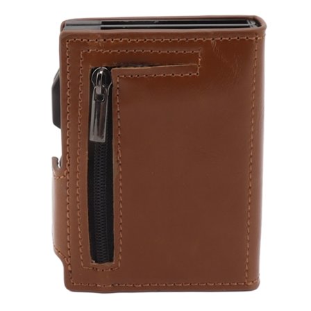 Slank Anti-tyveri Aluminium Lommebok PU Lær Kortholder med IOS Lokator Spor Aprikos