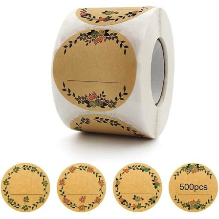 1000 selvklebende etiketter (5*5 cm) for butikkeiere, håndverk, glass og hermetikk, prislapper