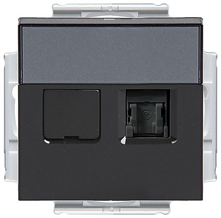 ABB FOT6208-81 Datauttag 2 x RJ45, C6 UTP Antracit, Dator & surf