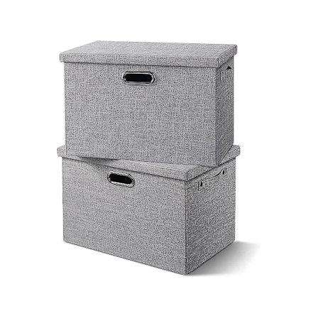 Stof Opbevaringskasser Med Låg - Tykke Foldbare Skab Opbevaringskasser Til Tøj Dekorative Opbevaring