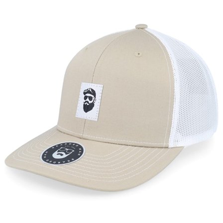 Bearded Man - Béžová trucker Kšiltovka - Cap Man Woven 112 Split Khaki/White Trucker @ Hatstore