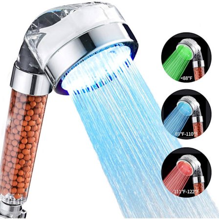 Ionisk håndbruser, 3 farvetilstande bruser med termostat, LED