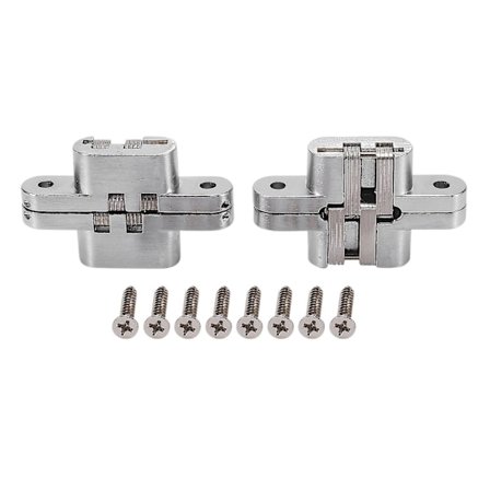 2 stk. Skjulte dørhengsler i sinklegering, skjulte krysshengsler, 180 graders usynlig svinghengsel for W