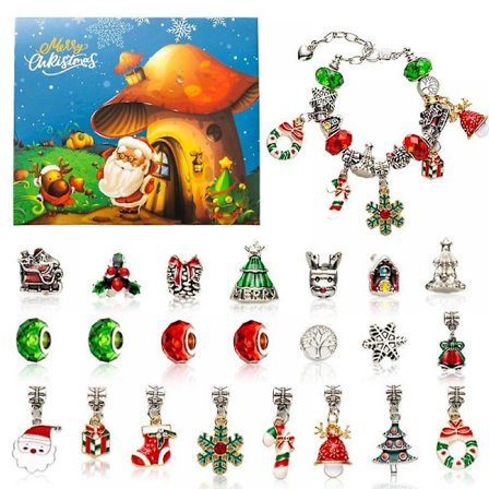 Smykke Adventskalender Adventskalender 2024 Charm Armbånd Halskæde Jul 24 Dage Xmas