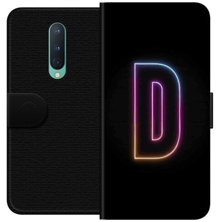 Kompatibel Tegnebogsetui til OnePlus OnePlus 8 Minimalistisk neonbogstav D i farveskiftende lys mod sort baggrund i moderne digital design