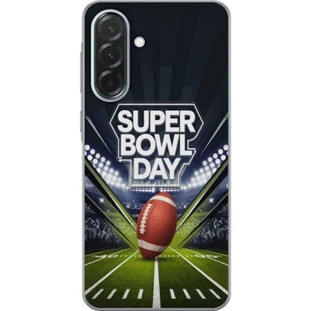 Yhteensopiva Puhelinkuori Samsung Galaxy A36 Super Bowl Day juliste, jossa amerikkalainen jalkapallo valaistuksella varustetulla areenalla dramaattise