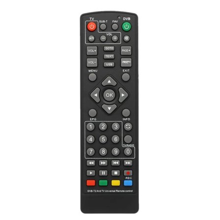 Universal DVB-T2 Set Top Box Fjernbetjening Trådløs Smart TV Set Top Box Controller Udskiftning HDTV Smart TV Box Sort{AZC}