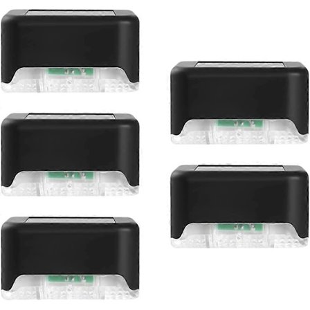 LED-soldäck för solceller: 5-pack vattentäta och väderbeständiga trappstegslampor - Vitt ljus