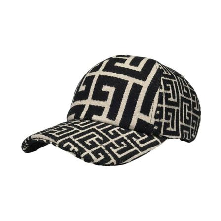Balmain, Monogram Jacquard Cap Gfe Ivoire/Noir Beżowy, unisex, Rozmiar: ONE Size