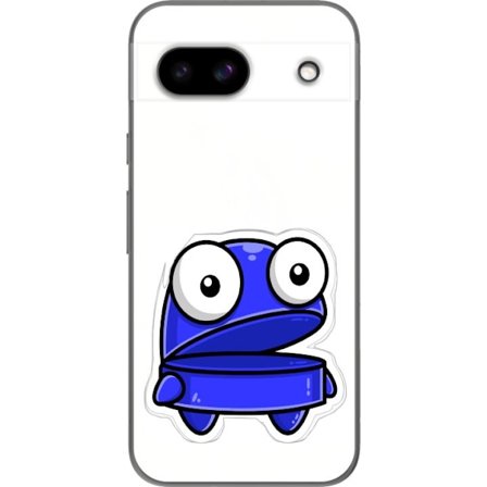 Kompatibel Mobilcover til Google Google Pixel 8a Blå tegneseriefigur med åbent udtryk og store øjne i sjov illustration