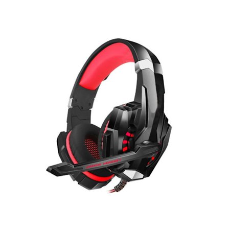 Gaming Headset Hörlurar för Ps4 Pc Kontroller Brusreducerande Over Ear Hörlurar med Mikrofon Led Ljus Bas Surround Röd YEMAESRE