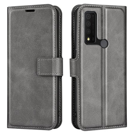 Hållbart konstläder TCL 30 V 5G fodral med plånbok - Silver/Grå