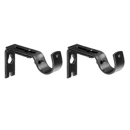 Justerbar Veggfeste for Gardinstang, Sett med 2, Svart