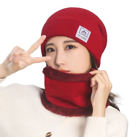 Lue Lue Skjerf Hals Skjerf Cap VIN RØD