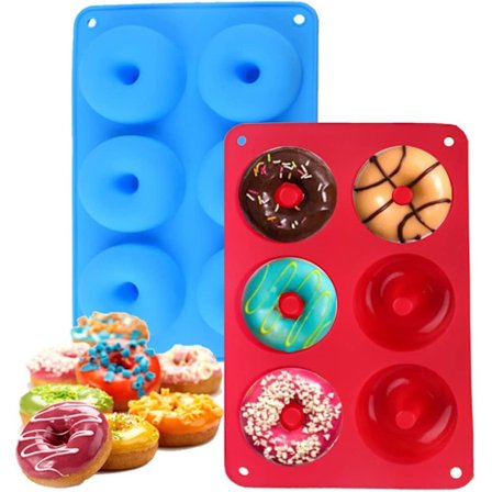 2 stk Silikon Donutformer 6 Hulrom Non-Stick Sikker Silikon Donut Bakeform Silikon Doughnut Form for Kake Kjeks Bagels Muffins