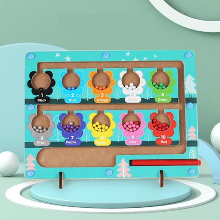 (Kukka-numero-labyrintti) Magneettinen väri- ja numerolabyrintti, esikouluikäisille