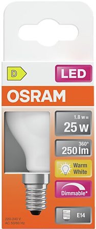 OSRAM Led Lyspære E14 Classic P25 250lm matt Dimbar Varmhvit