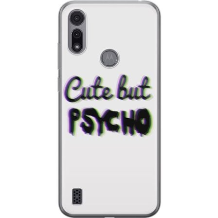 Kompatibel Mobilcover til Motorola Moto E6i Rainbow-farvet legetøjsfigur med et glad ansigt og farverige cirkler i en legesyg studieillustration