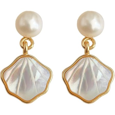 Boho perlemor øreringe til kvinder strand musling øreringe perle ørestikker blomst øreringe sommer strand smykker til