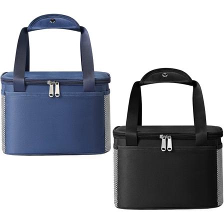 2 stk Svart og Blå Tykk Isolert Lunsjpose for Kvinner og Menn Reisepiknik og Lunsjboks (Liten, Svart og Blå) Black and Blue Small