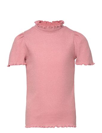 T-Shirt Ss Rib T-shirts Turtleneck Rosa Creamie*Betinget Tilbud