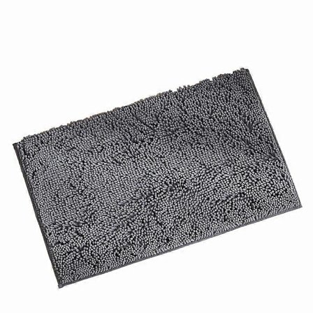 Chenille gulvmatte, baderom soverom kjøkken vannabsorberende sklisikker gulvmatte, mørk grå