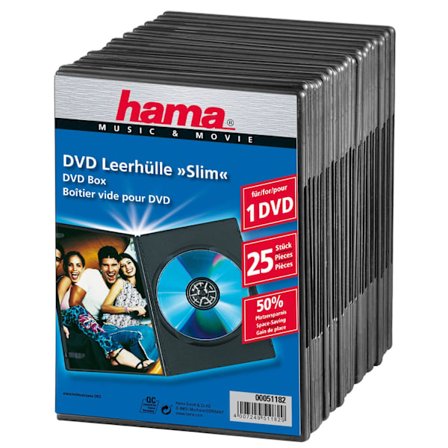 HAMA DVD-Box Slim Svart 25-pack