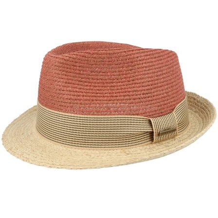 Stetson - Beige straw Hut - Toyo/Raffia Peach/Natural Trilby Straw Hat @ Hatstore