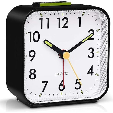 Stille Vekkerklokker Nattbord Ikke-tikkende Batteridrevne Bordklokker Lyssterk Stor Skjerm Snooze Lysfunksjon For Soverom Kontor (FMY)