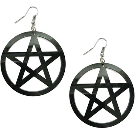 Earrings - Pentagram - Acrylic - Black - Oversize