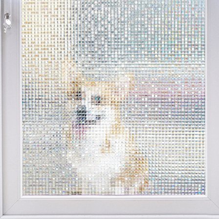 Sateenkaarenvärinen ikkunakalvo: Läpikuultava mosaiikki-ikkunakalvo, yksityisyyttä suojaava, irrotettava aurinkosuoja, 3D-koristetarra kotiin, 